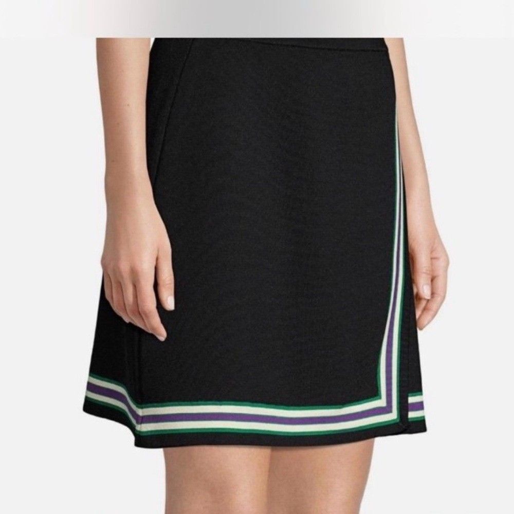 Black Sandro Paris Skirt Elodie Striped Crossover Noir Size Medium